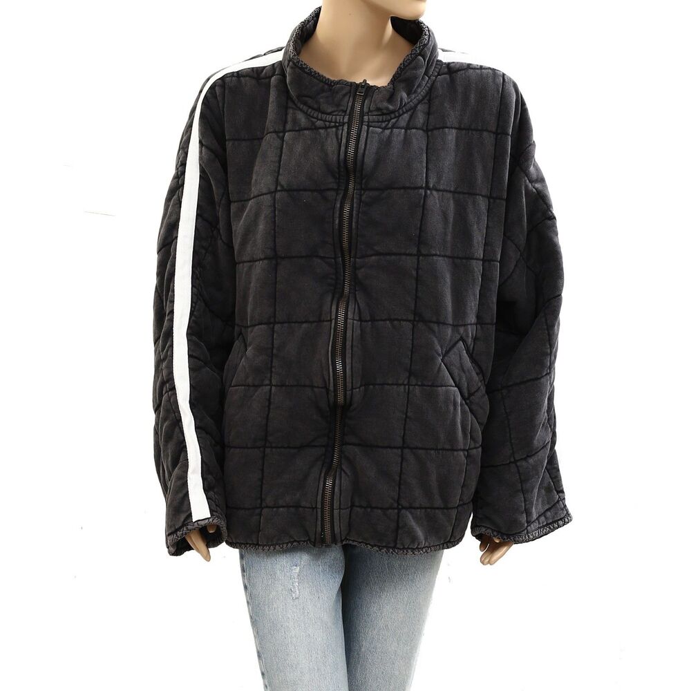 Free People Dolman Quilted Knit Jacket Top Oversized Zip-Up Slouchy XL 285937